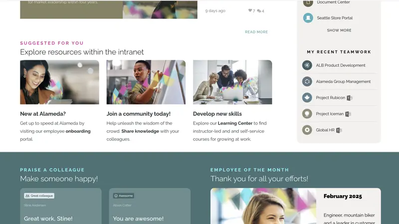Personalization of content improving the AI intranet user experience