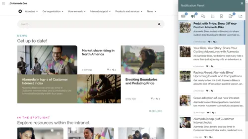 HR Intranet Best Practice: Personalized content in employee engagement software delivers smart notifications and tailored updates for employees.