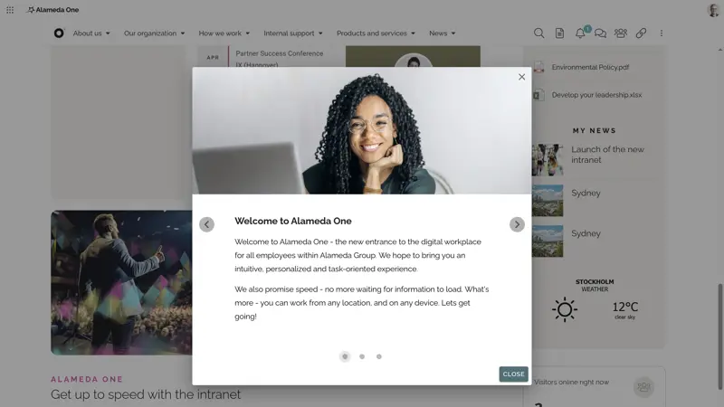Employee onboarding using intranet tutorials to support adoption