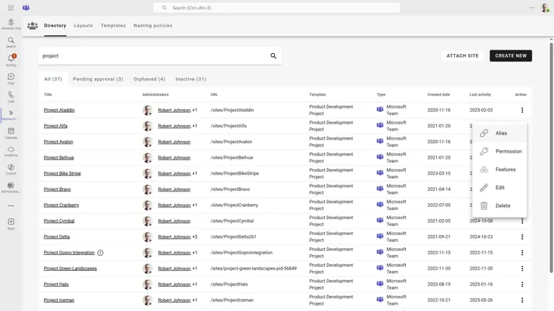 Omnia comes with enhanced Teams governance for administrators.