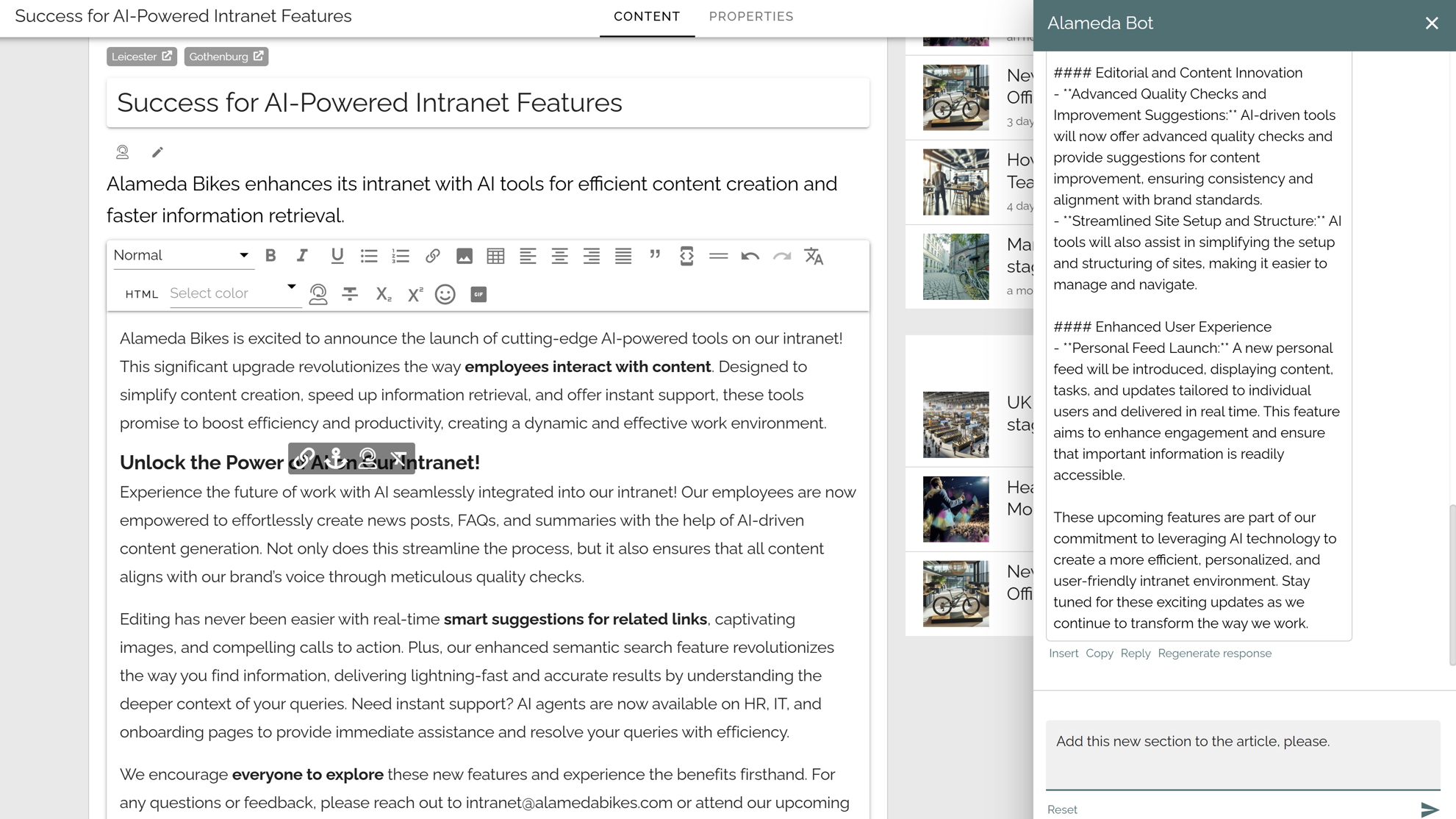 AI features in intranet simplifying complex language and jargon to improve accessibility and understanding.