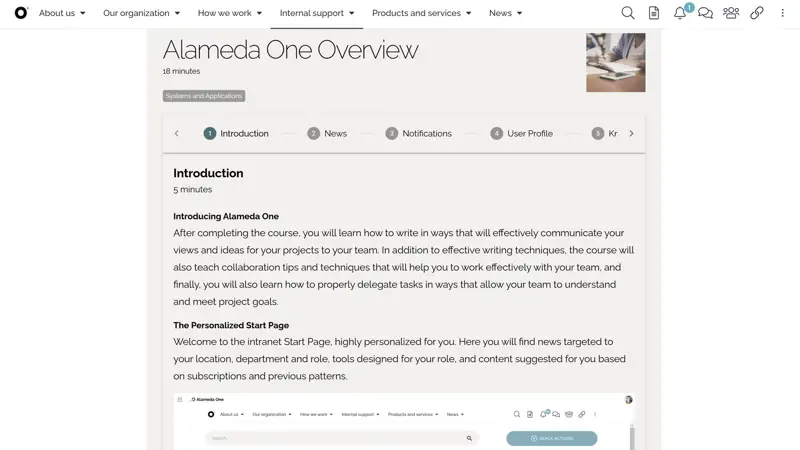 Intranet management: Intranet adoption supported by training modules and user enablement