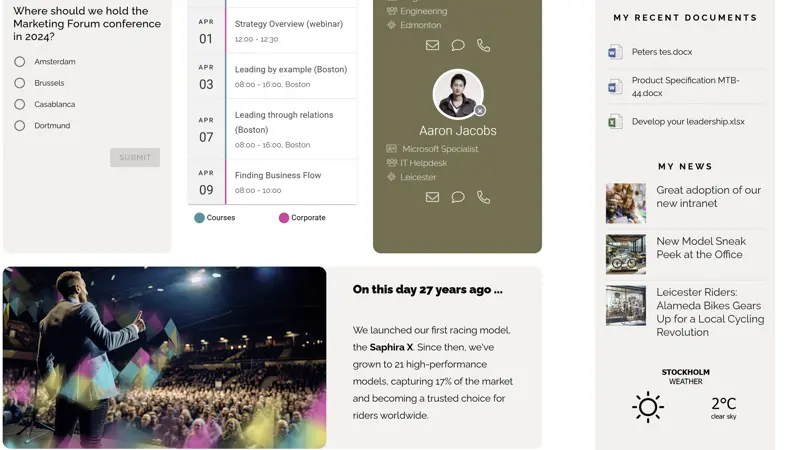 Intranet content ideas example showing a calendar-based post highlighting an anniversary.