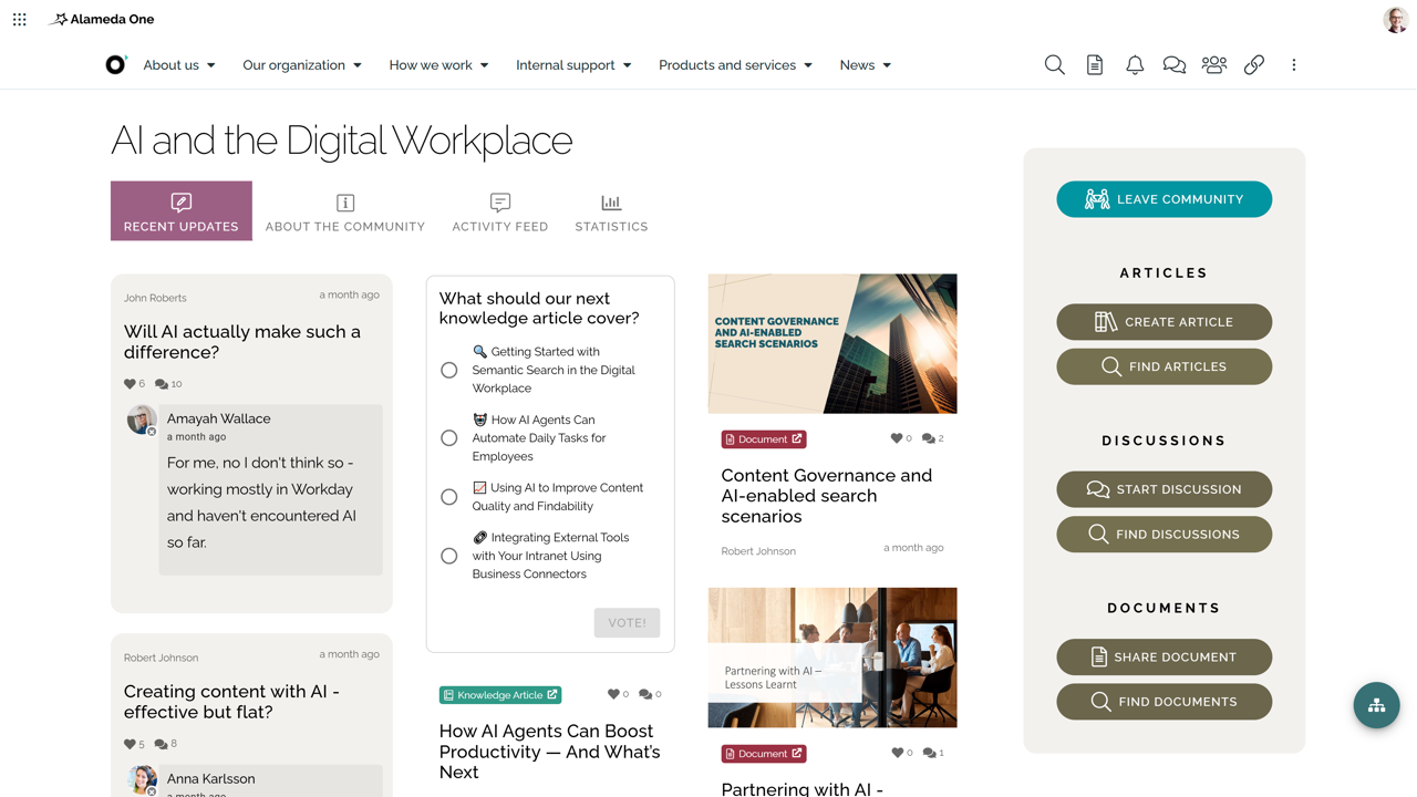 A knowledge sharing community is an effective intranet engagement tool