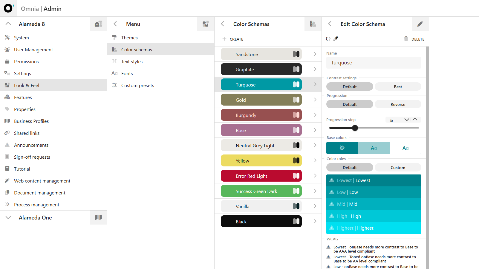 Intranet platform management interface for branding and configuration supporting an enterprise intranet planning framework.