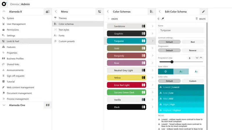 Intranet platform management interface for branding and configuration supporting an enterprise intranet planning framework.