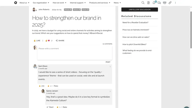 HR intranet page example featuring peer-to-peer learning and best practices