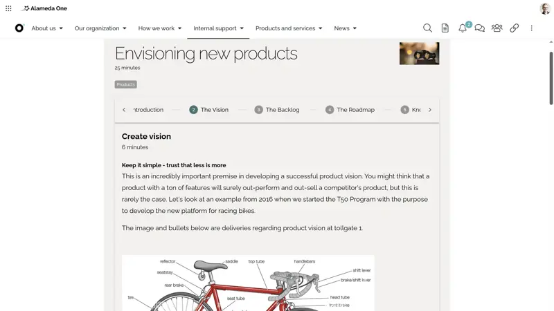 HR intranet platform page showcasing learning paths and microlearning options