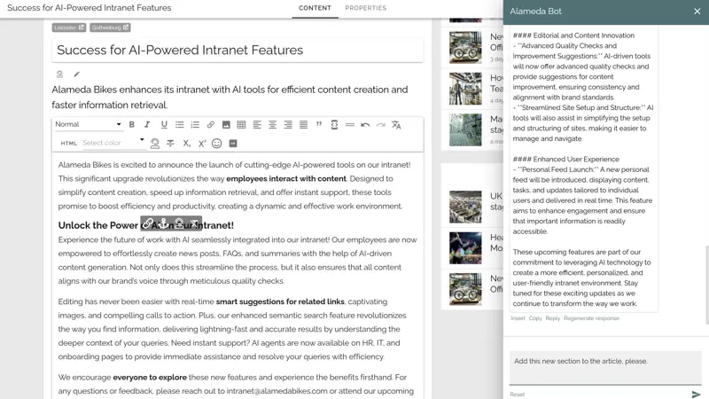 AI features in intranet simplifying complex language and jargon to improve accessibility and understanding.