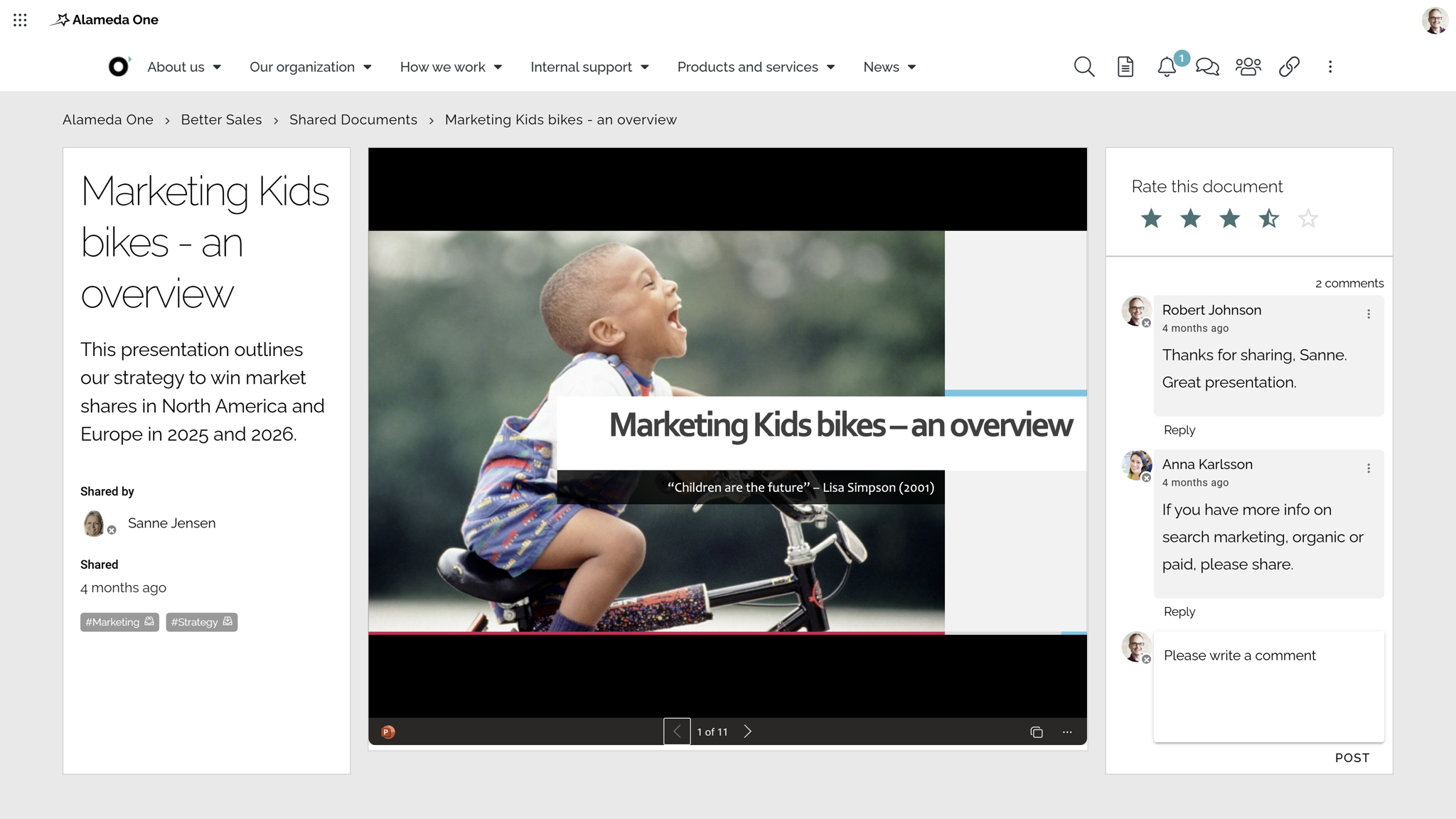 Intranet website feature example with wikis, FAQs, and expert-validated shared documents.