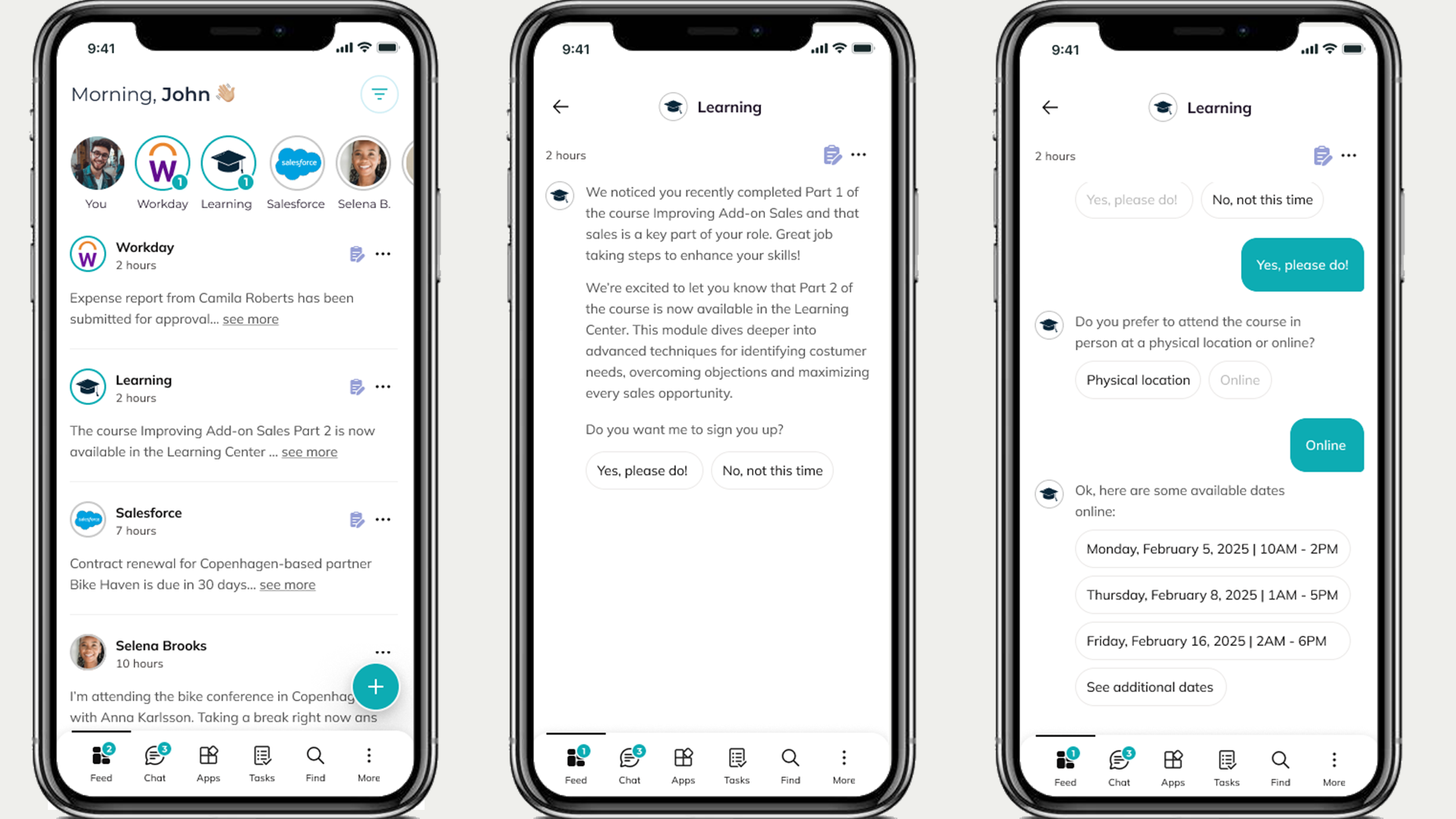 Intranet UX Example: AI-powered personal assistant providing a daily overview of tasks and content.