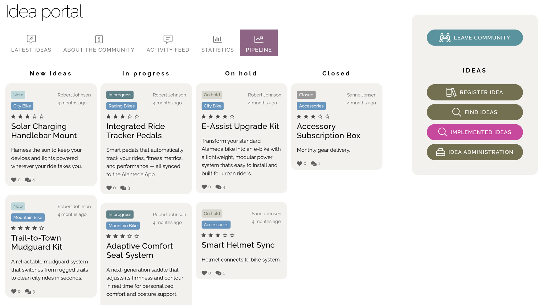 Employee engagement intranet with ideation portal, polls, surveys, and feedback tools for continuous improvement.