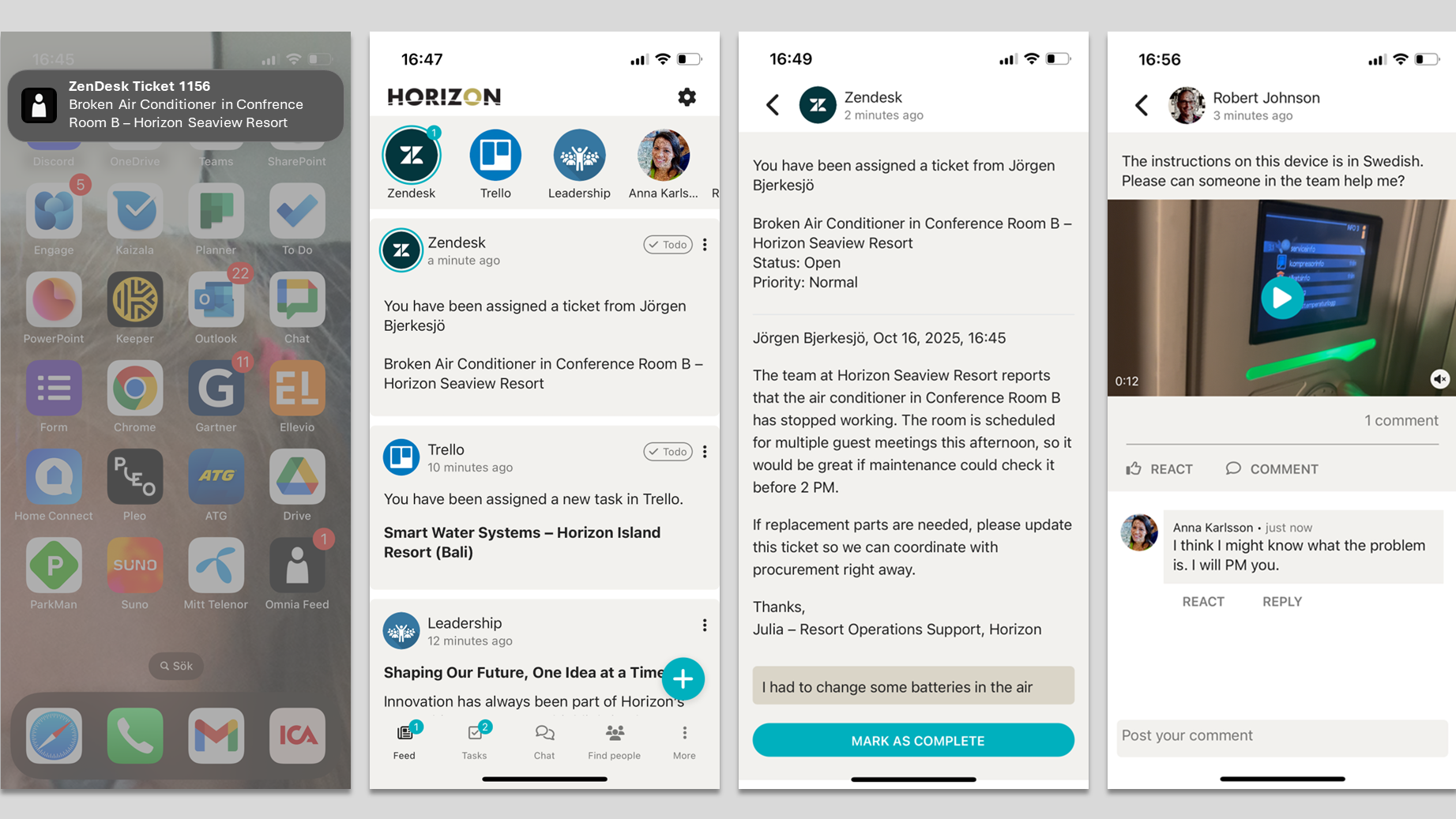 Intranet for Government Example: mobile intranet app showing integrated business workflows and employee services for improved productivity in government organizations.