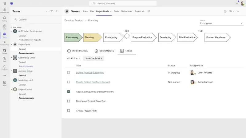 Intranet Example of must-have intranet features list item with Microsoft 365 integration, showing project collaboration and workplace tools in one hub.