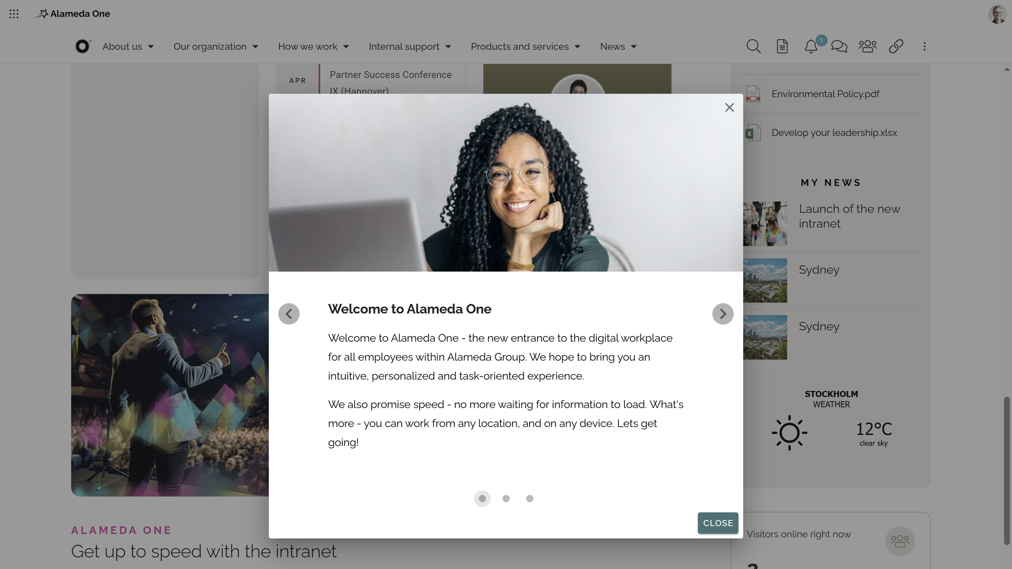 Employee onboarding using intranet tutorials to support adoption
