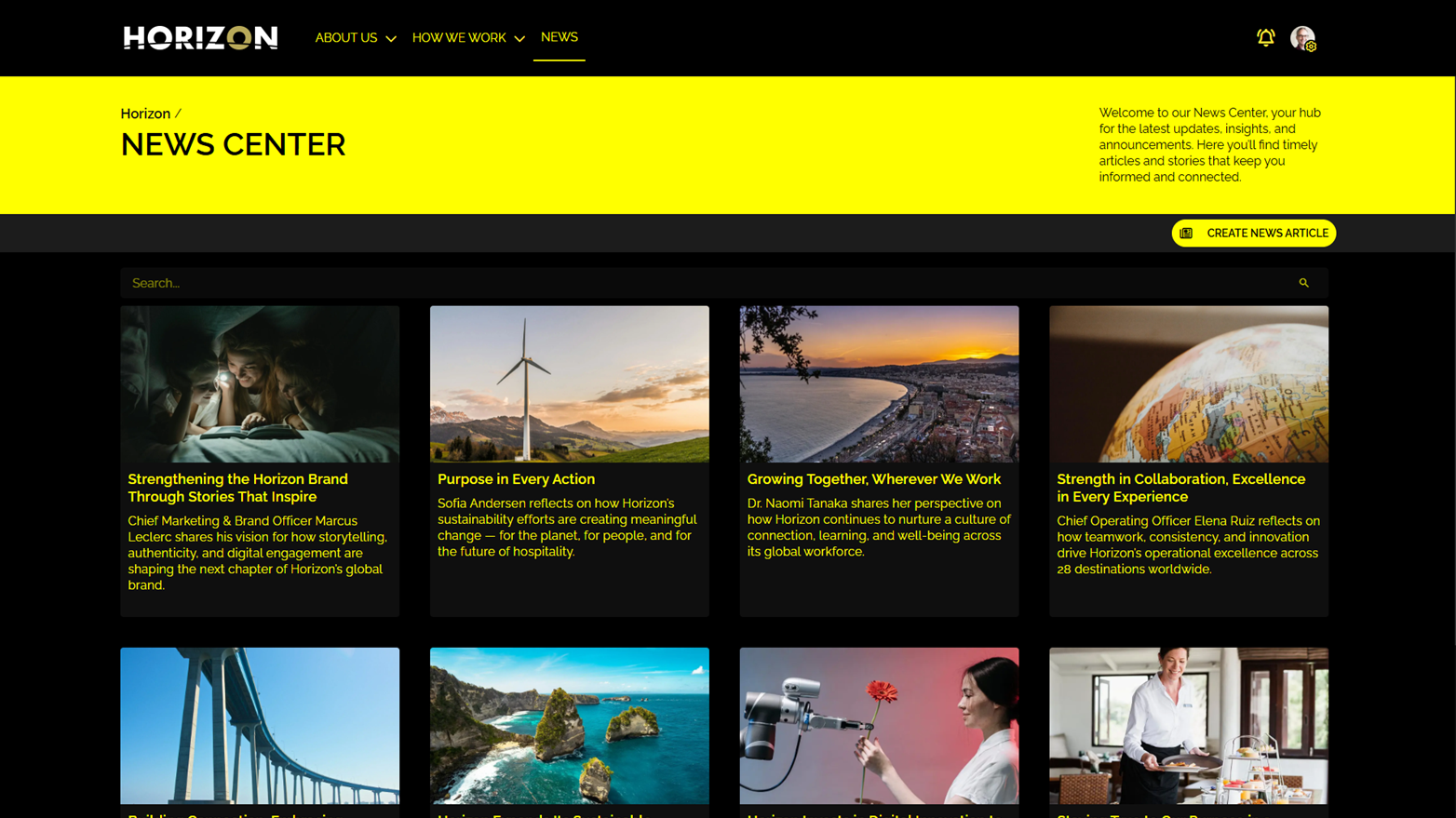 Intranet for Government Example: accessible and inclusive intranet interface with high-contrast mode and responsive design for government organizations.