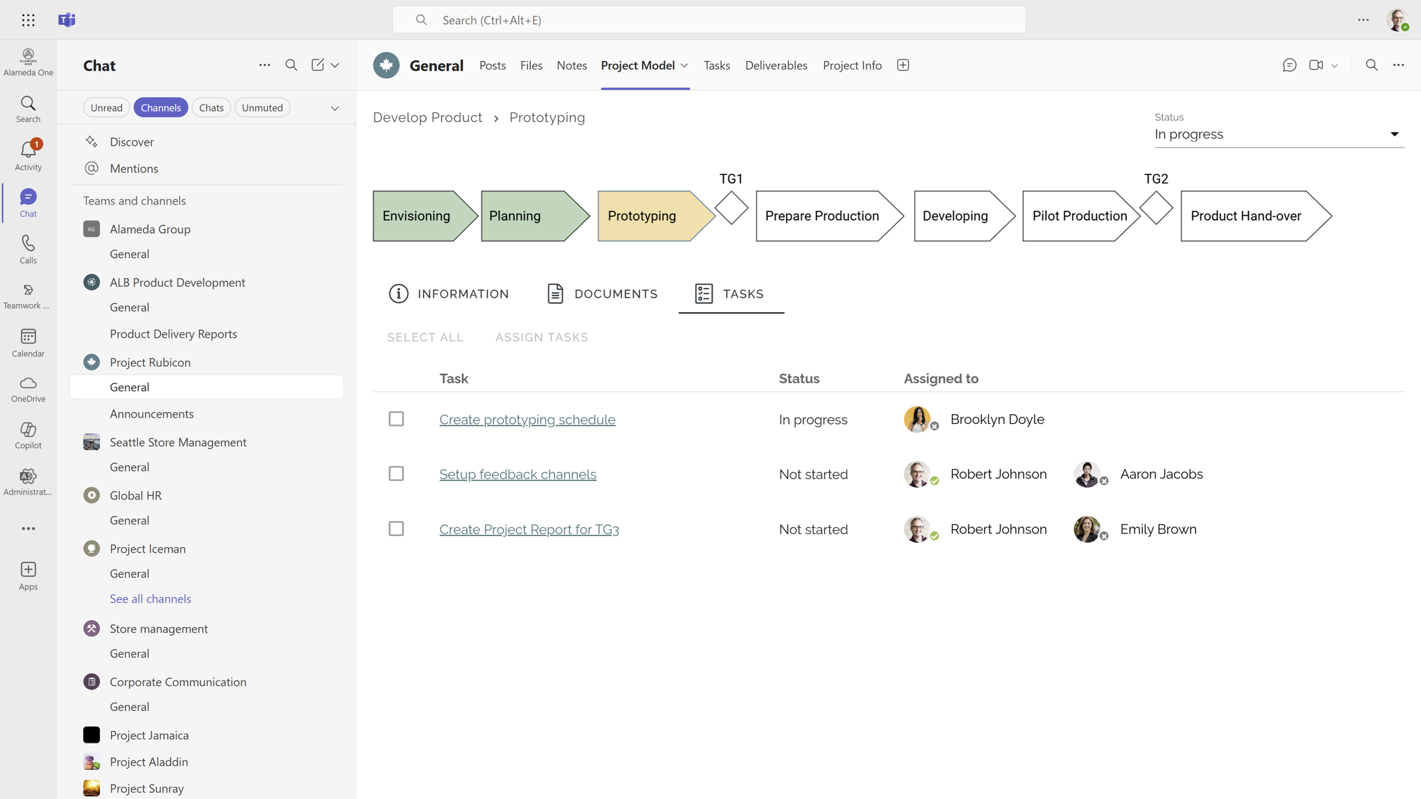 Structured collaboration in Microsoft Teams, inheriting resoruces, information policies, and tools from the intranet. 