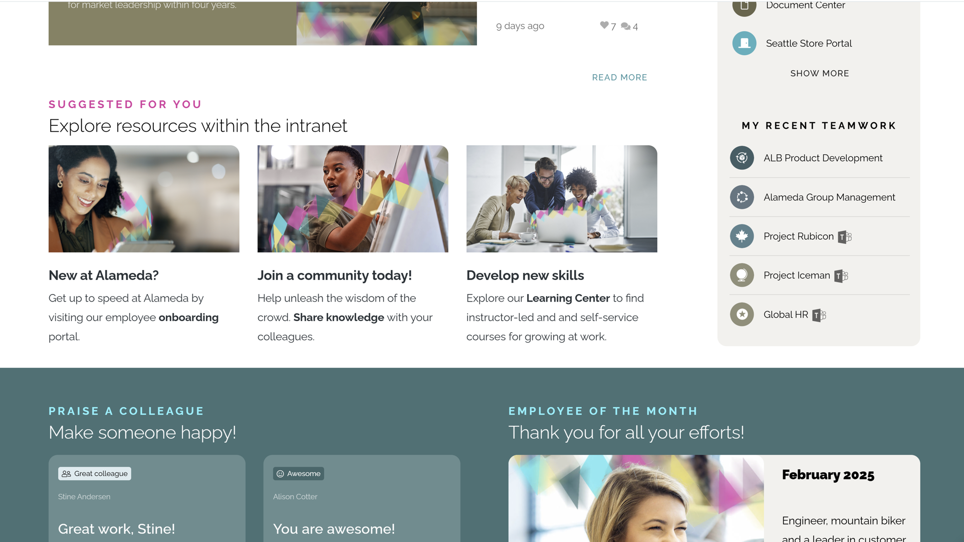 Personalization of content improving the AI intranet user experience